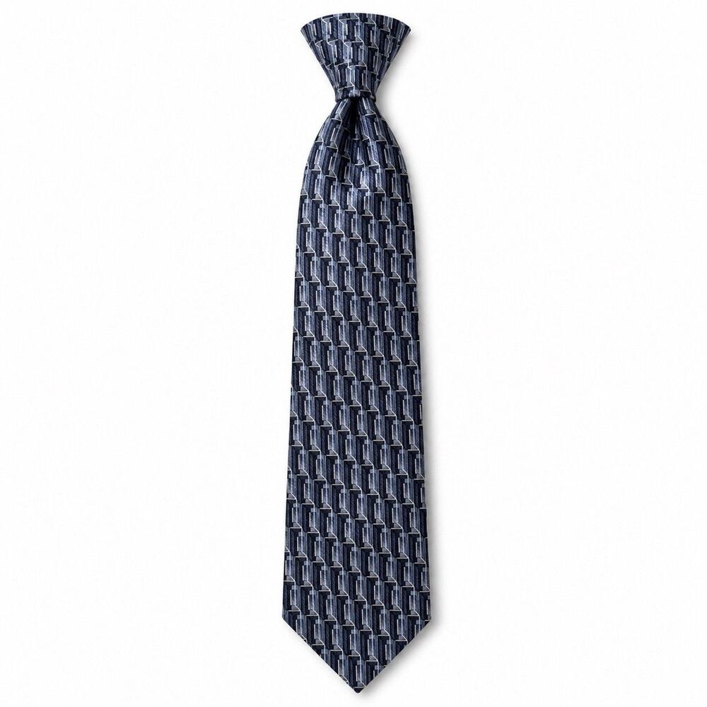 Gianfranco Ruffini USA Geometric Navy Blue 100% Silk Tie Vintage MSRP $75